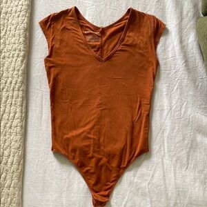 Rust Orange V-Neck Bodysuit